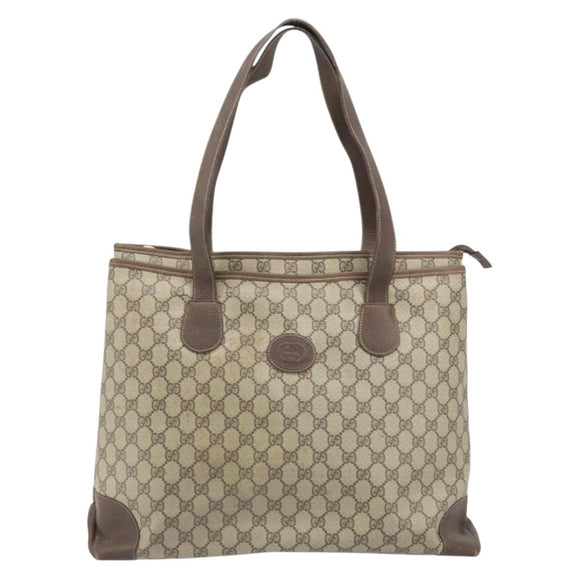 GUCCI GG Supreme Tote Bag PVC Beige Gold 002 39 0172 Auth gh2028