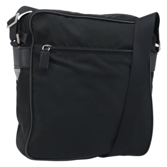 PRADA Shoulder Bag Nylon Black Silver Auth gh2029
