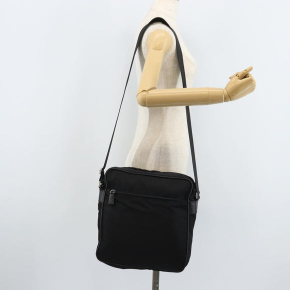 PRADA Shoulder Bag Nylon Black Silver Auth gh2029