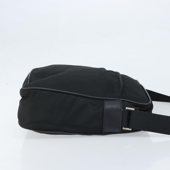 PRADA Shoulder Bag Nylon Black Silver Auth gh2029