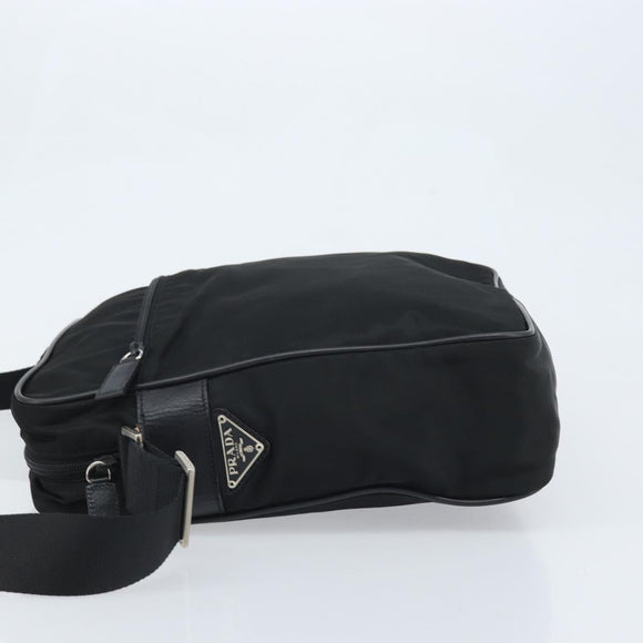 PRADA Shoulder Bag Nylon Black Silver Auth gh2029