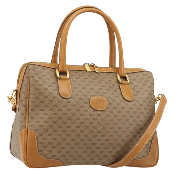 GUCCI Micro GG Supreme Handtasche PVC Beige Gold 002 104 0033 Auth gh2038