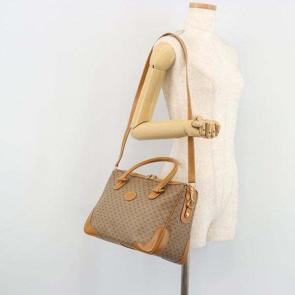 GUCCI Micro GG Supreme Hand Bag PVC Beige Gold 002 104 0033 Auth gh2038