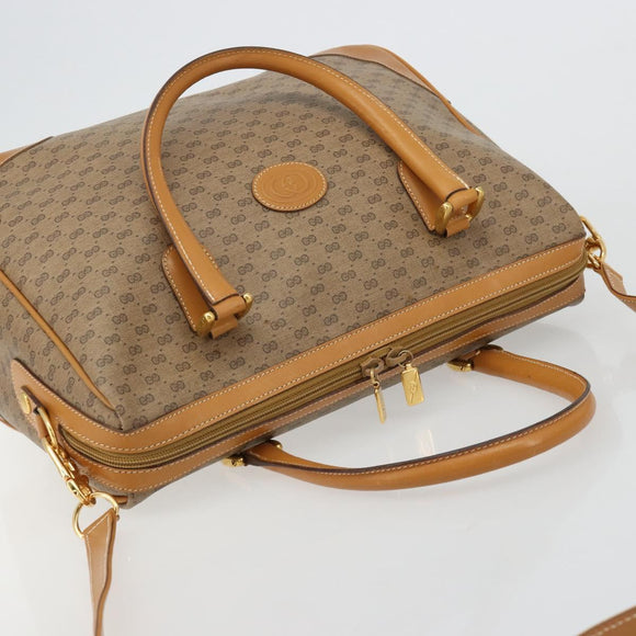 GUCCI Micro GG Supreme Hand Bag PVC Beige Gold 002 104 0033 Auth gh2038
