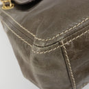 PRADA Chain Shoulder Bag Leather Gray Gold Auth gh2040SAV-14