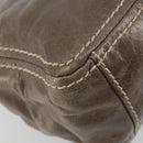 PRADA Chain Shoulder Bag Leather Gray Gold Auth gh2040SAV-16