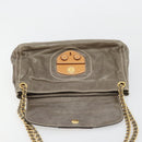 PRADA Chain Shoulder Bag Leather Gray Gold Auth gh2040SAV-18