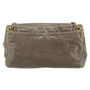 PRADA Chain Shoulder Bag Leather Gray Gold Auth gh2040SAV-2