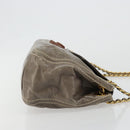 PRADA Chain Shoulder Bag Leather Gray Gold Auth gh2040SAV-3