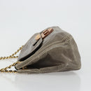 PRADA Chain Shoulder Bag Leather Gray Gold Auth gh2040SAV-4