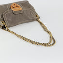 PRADA Chain Shoulder Bag Leather Gray Gold Auth gh2040SAV-7