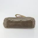 PRADA Chain Shoulder Bag Leather Gray Gold Auth gh2040SAV-5