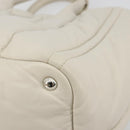 PRADA Canapa MM Hand Bag Leather White Silver Auth gh2041-9