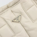 PRADA Canapa MM Hand Bag Leather White Silver Auth gh2041-17