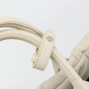 PRADA Canapa MM Hand Bag Leather White Silver Auth gh2041-18