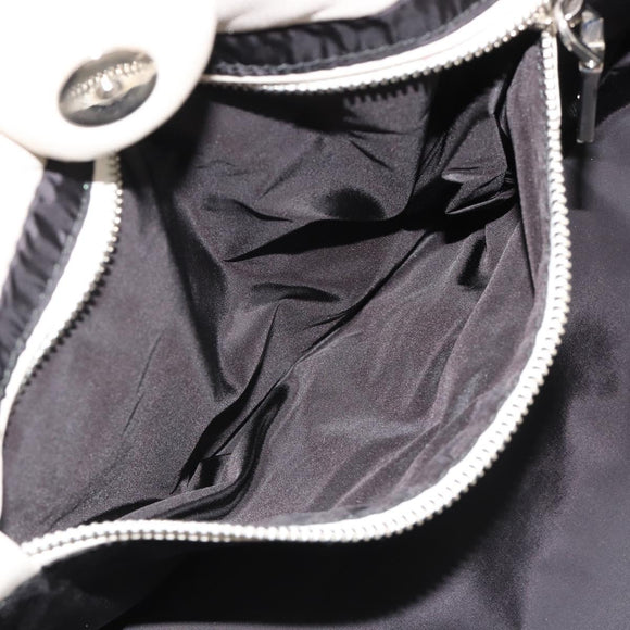 PRADA Canapa MM Hand Bag Leather White Silver Auth gh2041