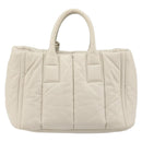 PRADA Canapa MM Hand Bag Leather White Silver Auth gh2041-2