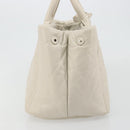 PRADA Canapa MM Hand Bag Leather White Silver Auth gh2041-3