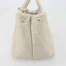 PRADA Canapa MM Hand Bag Leather White Silver Auth gh2041-4