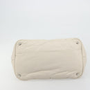 PRADA Canapa MM Hand Bag Leather White Silver Auth gh2041-5