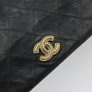 CHANEL Matelasse Ketting Schoudertas Lamsleer Zwart Goud CC Auth gh2043-19