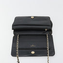 CHANEL Matelasse Ketting Schoudertas Lamsleer Zwart Goud CC Auth gh2043-20