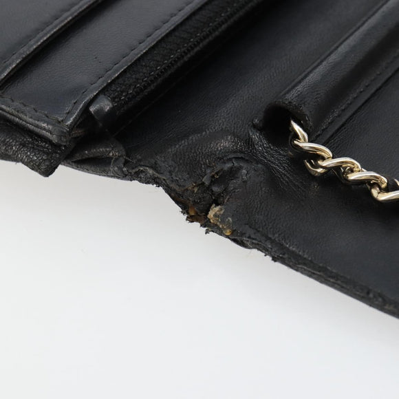 CHANEL Matelasse Ketting Schoudertas Lamsleer Zwart Goud CC Auth gh2043