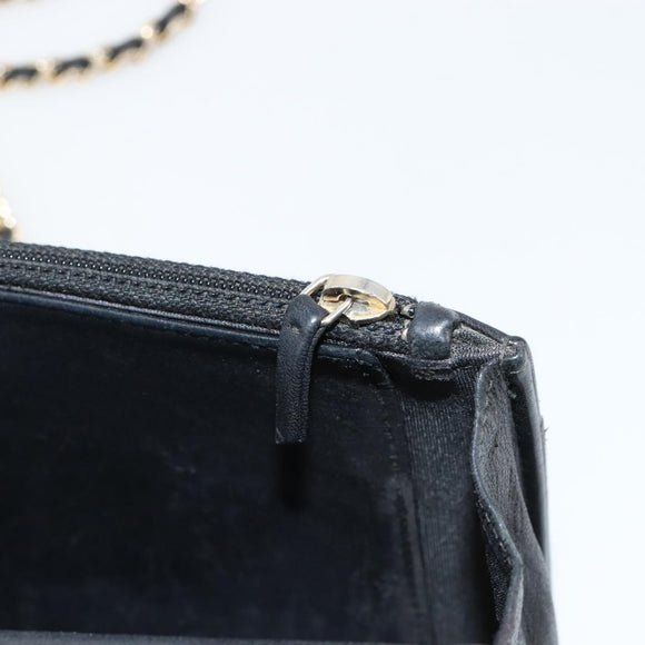 CHANEL Matelasse Ketting Schoudertas Lamsleer Zwart Goud CC Auth gh2043
