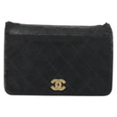CHANEL Matelasse Ketting Schoudertas Lamsleer Zwart Goud CC Auth gh2043-13
