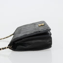 CHANEL Matelasse Ketting Schoudertas Lamsleer Zwart Goud CC Auth gh2043-4
