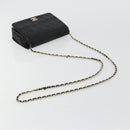 CHANEL Matelasse Ketting Schoudertas Lamsleer Zwart Goud CC Auth gh2043-7