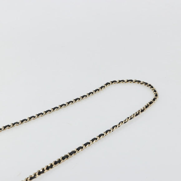 CHANEL Matelasse Ketting Schoudertas Lamsleer Zwart Goud CC Auth gh2043