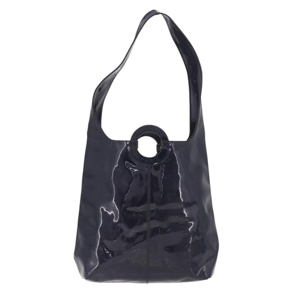 CELINE Circle Shoulder Bag Vinyl Navy Auth gh2044