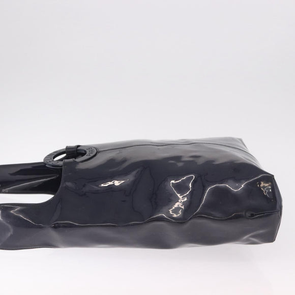 CELINE Circle Shoulder Bag Vinyl Navy Auth gh2044