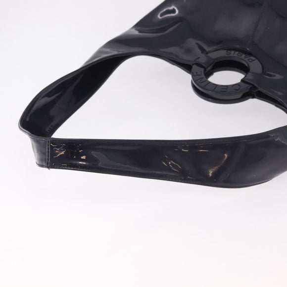 CELINE Circle Shoulder Bag Vinyl Navy Auth gh2044