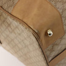 CELINE Macadam Canvas Boston Bag PVC Beige Gold Auth gh2046-16