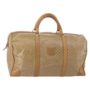 CELINE Macadam Canvas Boston Tas PVC Beige Goud Auth gh2046-1