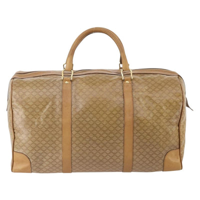CELINE Macadam Canvas Boston Bag PVC Beige Gold Auth gh2046 - 0