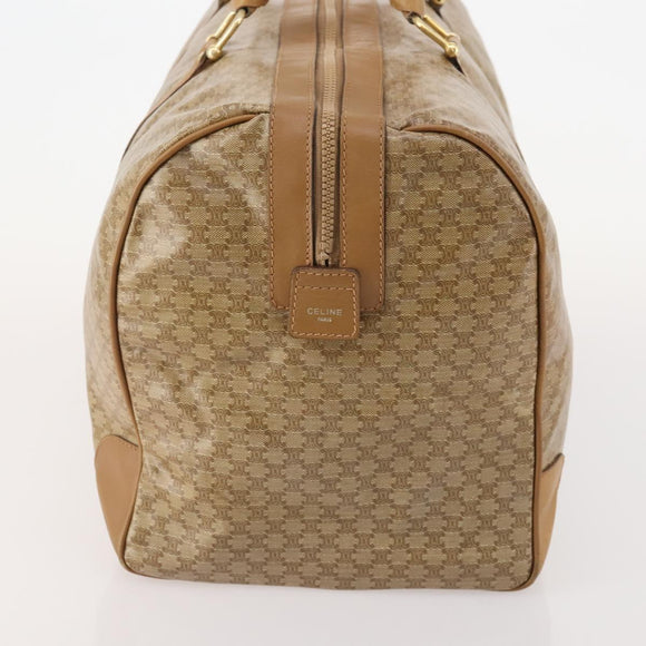 CELINE Macadam Canvas Boston Bag PVC Beige Gold Auth gh2046