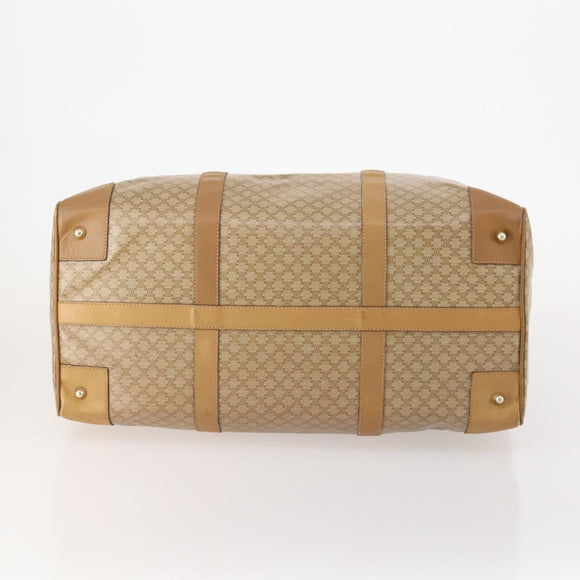 CELINE Macadam Canvas Boston Bag PVC Beige Gold Auth gh2046