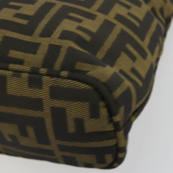 FENDI Zucca Canvas Hand Bag Black Brown Auth gh2047