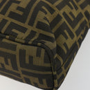 FENDI Zucca Canvas Hand Bag Black Brown Auth gh2047-15