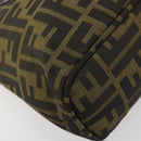 FENDI Zucca Canvas Hand Bag Black Brown Auth gh2047-16
