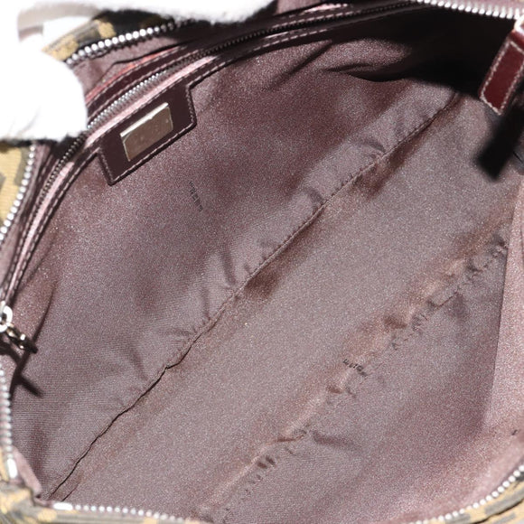 FENDI Zucca Canvas Hand Bag Black Brown Auth gh2047