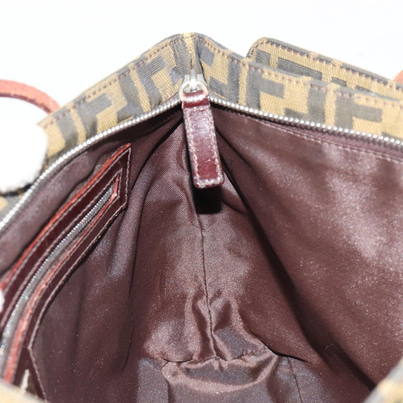 FENDI Zucca Canvas Hand Bag Black Brown Auth gh2047