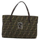 FENDI Zucca Canvas Hand Bag Black Brown Auth gh2047-13