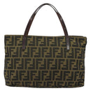 FENDI Zucca Canvas Hand Bag Black Brown Auth gh2047-2