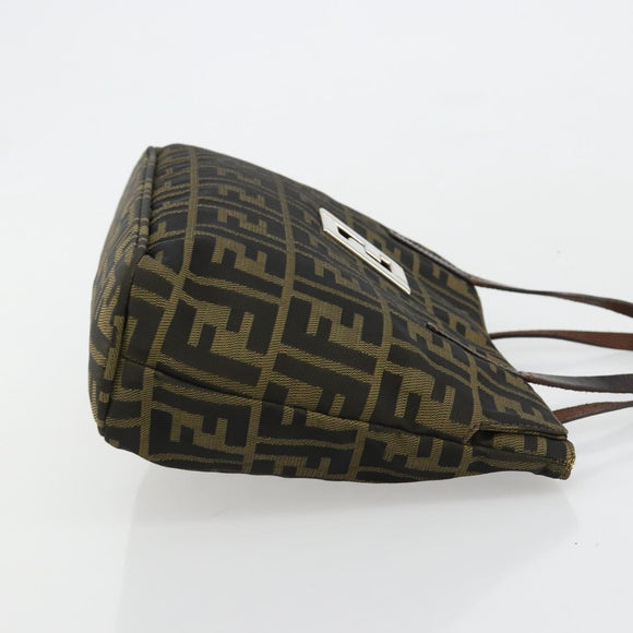 FENDI Zucca Canvas Hand Bag Black Brown Auth gh2047