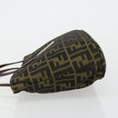 FENDI Zucca Canvas Hand Bag Black Brown Auth gh2047-4