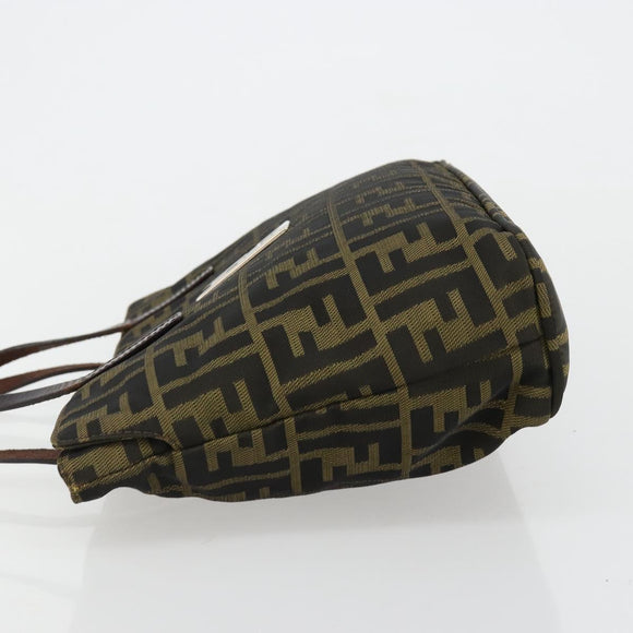 FENDI Zucca Canvas Hand Bag Black Brown Auth gh2047